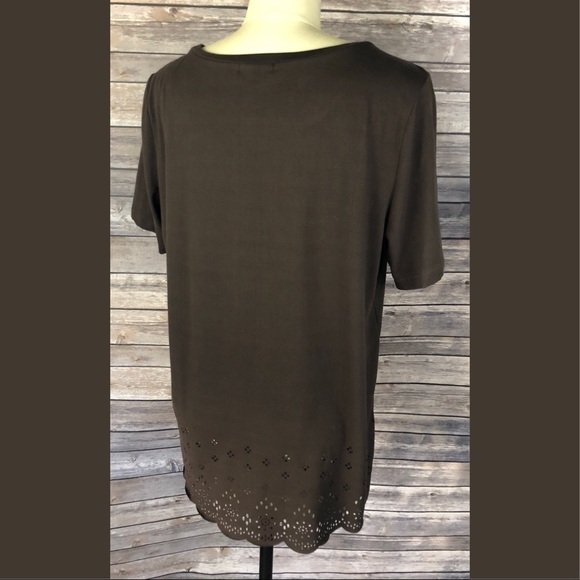 Brown Faux Suede Embellished Top - Picture 2 of 4